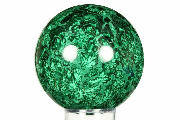 Flowery, Polished Malachite Sphere - DR Congo #298481